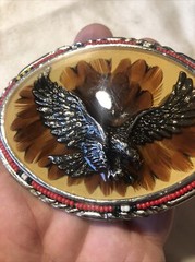Vintage SSI Diamondback Rattler Eagle USA Belt Buckle Eagle Feathers Beads