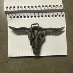 Vtg 1970s Bull Longhorn Skull Western Cowboy Brass Belt Buckle 5&Prime;