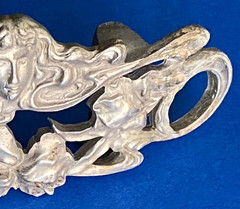 Vintage 1971 Pewter Art Deco Nouveau Face Peace Hippy Love Belt Buckle