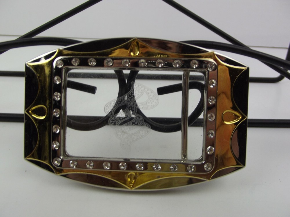 New Belt Buckle Fashion ROCAWEAR RW Light Up Gold Tone Chrome Rhinestones