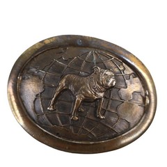 Vintage Mack Truck Bull Dog Globe Brass Buckle