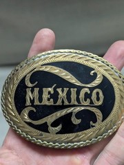 vintage MEXICO belt buckle WESTERN handcrafted COWBOY german silver RODEO