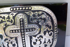 Nocona Belt Co Western Style 3703636 Belt Buckle Silver Tone Cross 4&Prime; x 3.5&Prime; NEW