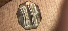 VINTAGE CHROME COLOR OLD SOLID LION&rsquo;S HEAD DOOR KNOCKER STYLE BUCKLE BELT