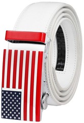 Falari Leather Dress Belt Ratchet Fit from 28 to 36&Prime;, 8172-usa Flag (White)