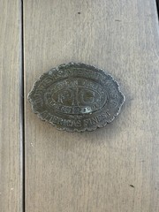 Vintage Brass Belt Buckle American Police PIG Patience Integrity Guts Law Order