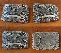 Antique Engraved Eagle Crest Belt Buckle Fits 1-1/2&Prime;(38mm) Wide Belt