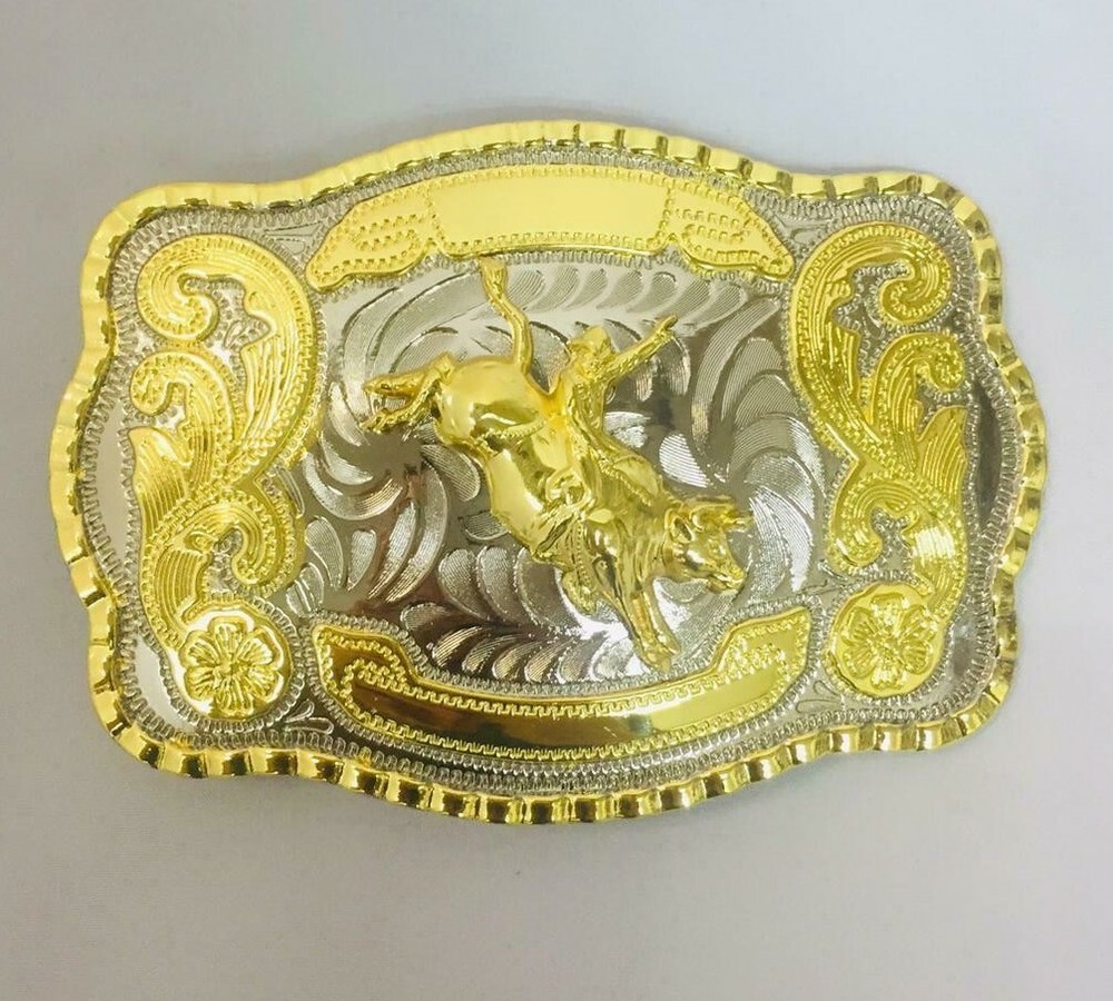 BULL RIDE RODEO ANIMAL LONG HUGE RODEO BIG COWBOY WESTERN SHINE BELT BUCKLE