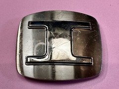 Custom Initial Block Letter Large I Silver Tone Outlined Reflective Belt Buckle