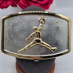 Basketball Dunk #23 Belt Buckle Gold Silver Two Tone Metal Sports Novelty Jordan