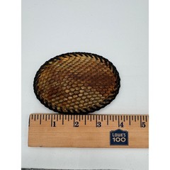 Don Johnson Handcrafted Snakeskin Leather Whipstitch Oval Belt Buckle Brown Tan