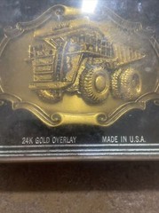 Vintage Raintree Haul Pak Belt Buckle Brass 1978 Construction Truck 24k Overlay