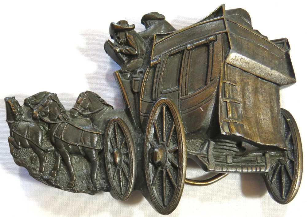 Vintage Belt Buckle 1970&rsquo;s Western Wear History Theme 1979 Bergamont Brass Works