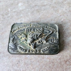 Vintage 1988 BASS Bass Anglers Sportsman Society Brass Belt Buckle USA Made 3×2&Prime;