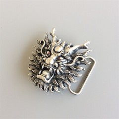 Vintage Silver Plated Imitate Plastic Peal Rhinestones Dragon Belt Buckle