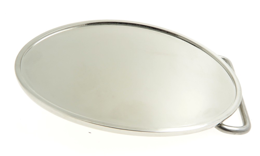 Shiny Chrome Oval Blank Metal Belt Buckle