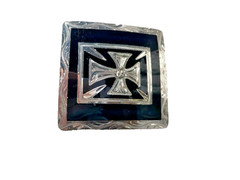 Western Mens Belt Buckle 3.25 x 3 in Southern Cross Cowboy Black Silver 1.5