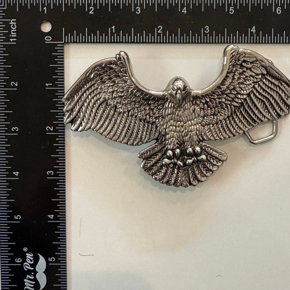 Vintage Classico Italia Eagle Belt Buckle Silver Tone A136 Western Biker