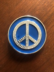 Round Blue Peace Sign Love Symbol Hippie Hippy Metal Unisex Men’s Belt Buckle