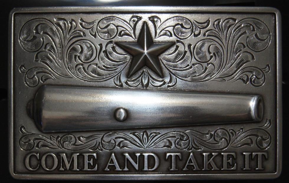 Nocona Silver Toned « Come and take it » Canon Belt Buckle 37103