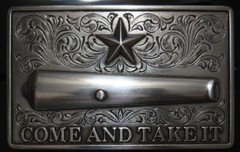 Nocona Silver Toned « Come and take it » Canon Belt Buckle 37103