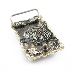 German silver belt buckle « Fenrir Wolf », Animal belt buckle; Werewolf buckle