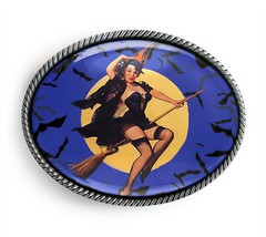 Retro Witch Belt Buckle – Halloween Pin-up Handmade Artisan Buckle – 3