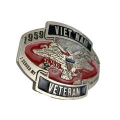 Vintage 1959 1975 Vietnam Veteran I Served My Time In Hell 3D Metal Belt Buckle