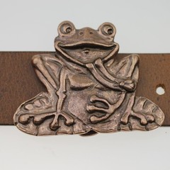 Charming Frog Belt Buckle in Antique Copper with Rustic Character