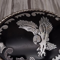 Eagle Belt Buckle Mens One Size Black Silver Oval Western Rope Edge Made USA