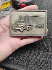 Vintage Semi Truck Belt Buckle Silver Tone Tractor Trailer Rig
