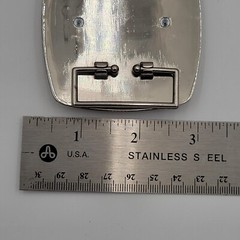 Initial E Monogram Square Belt Buckle Brushed Chrome With Rhinestones