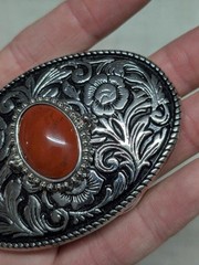 vintage RED JASPER belt buckle SOUTHWESTERN native american indian GEMSTONE