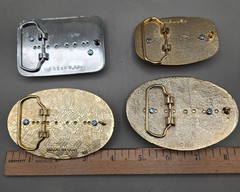 FOUR BELT BUCKLES Gem Stone Oval Mount Made in USA