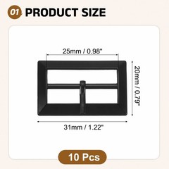 10Pcs Belt Buckle, 0.98&Prime; Single Prong Rectangle Buckles, Matte Black