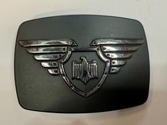 Winged Eagle Shield Black Color Vintage Chrome Brand Belt Buckle