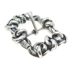 925 Sterling Silver Vintage Spiral Link Solid 140.8g Brutalist Belt Buckle