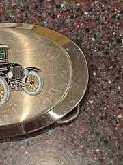 Antique Black Ford Model T Car Vintage Shiny Siver Belt Buckle