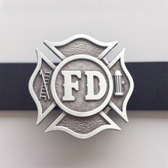Antique Silver Vintage Style Fire Fighter Dept Hero Belt Buckle