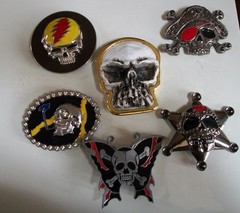 Men&rsquo;s Fashion Hematite Black, Gold Or Silver Finish Skull Hip Hop Buckle No Belt