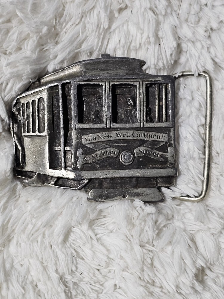 Vintage 1978 Indiana Metal Craft Cable Car Belt Buckle_Van Ness Ave California
