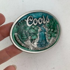 Coors Belt Buckle 3D Blue Green Silver Rocky Mountain Frozn Color Oval