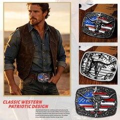 Cow Head Star USA Flag Western Belt Buckle for Men Women Vintage Cowboy Cowgirl