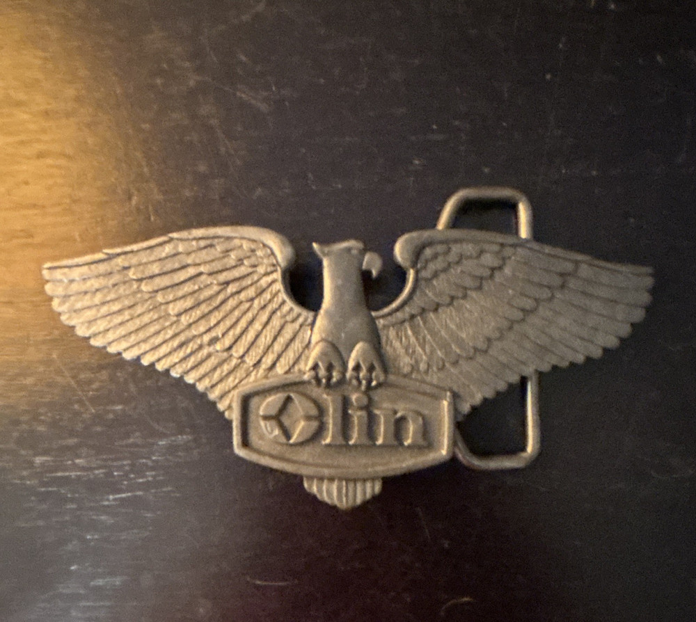 Olin Vintage Western Eagle Metal Belt Buckle Silver Tone Fits 2 in Belt