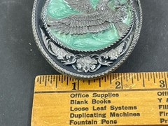 Siskiyou 1991 Metal Belt Buckle Eagle On Turquoise Buckle USA