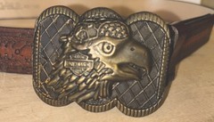 Harley Davidson USA Eagle Belt Buckle & A Size 42 Leather Belt. Length 48”