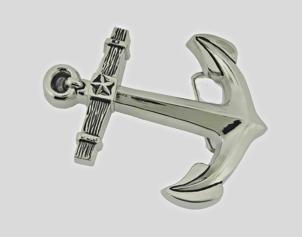 Anchor Belt Buckles New Men Women Fashion Logo Silver Chrome Rock Rebel Western