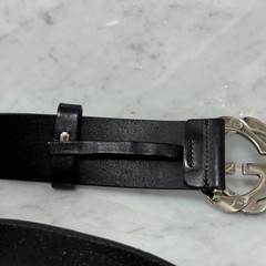 GUCCI Pre-Owned Interlocking Leather Belt Black Silver