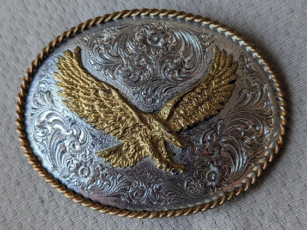 4&Prime; vintage MONTANA SILVERSMITHS silver plate EAGLE western RODEO cowboy