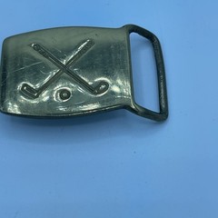 Vintage Golf Clubs Ball Belt Buckle Rectangle Brass 2.25in x 1.75in